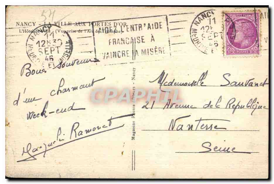 CPA Nancy La Ville aux Portes D or — Verso