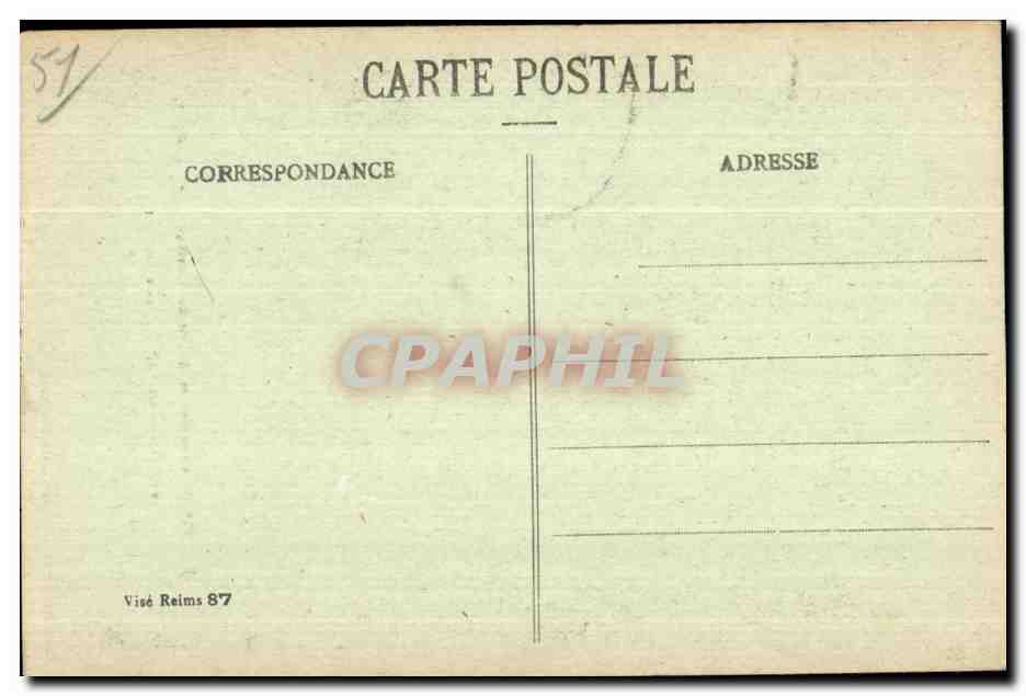CPA Reims dans ses annees de bombardements Place Betheny L Usine Clement — Verso