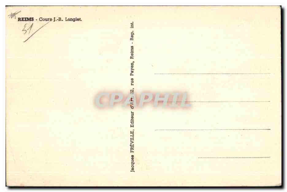 CPA Reims Cours J b Langlet — Verso