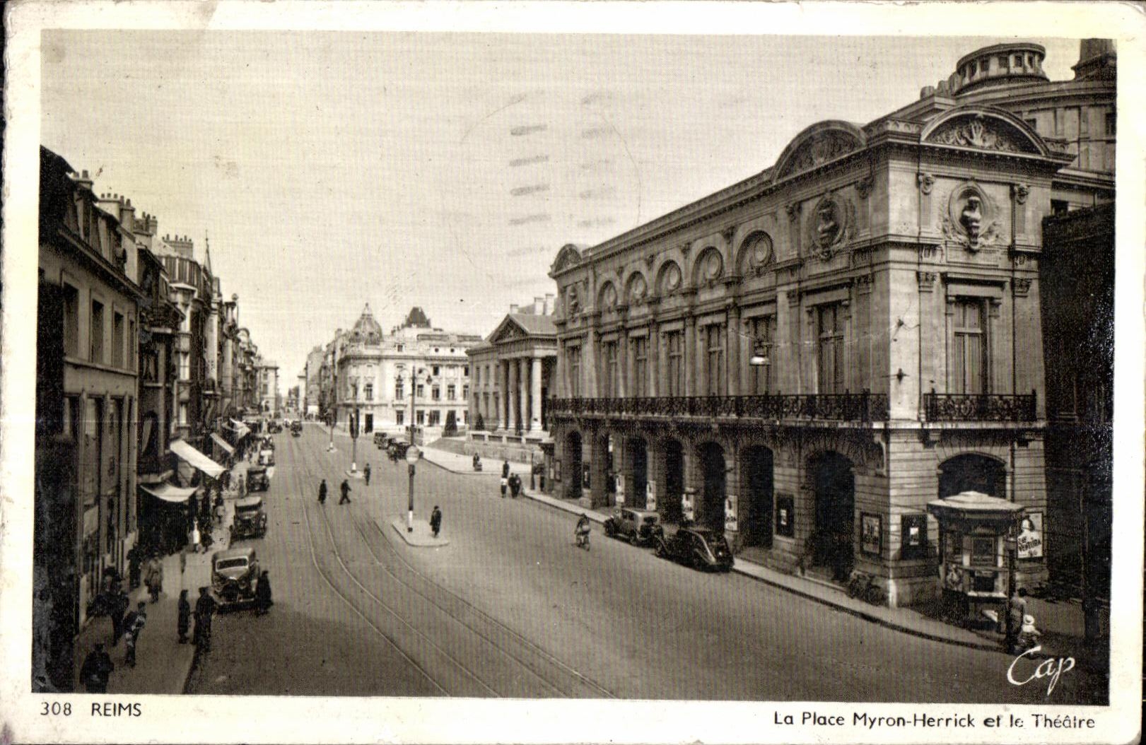 Reims — La Place Myron-Herrick et le Théâtre — Édition Reims-Cathédrale, n° 308