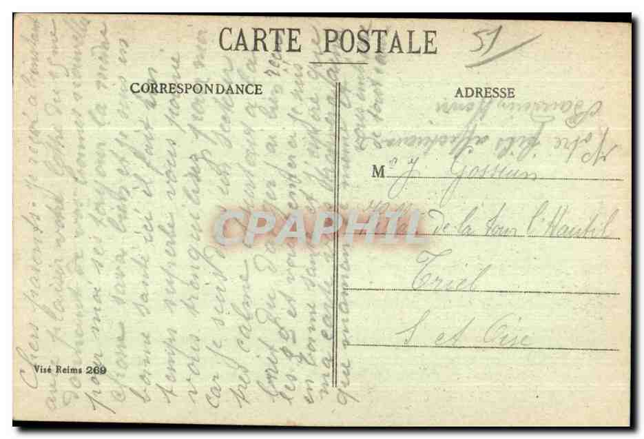 Reims dans ses annees de bombardements 1914-1917 Place Luton Miltiaria — Verso