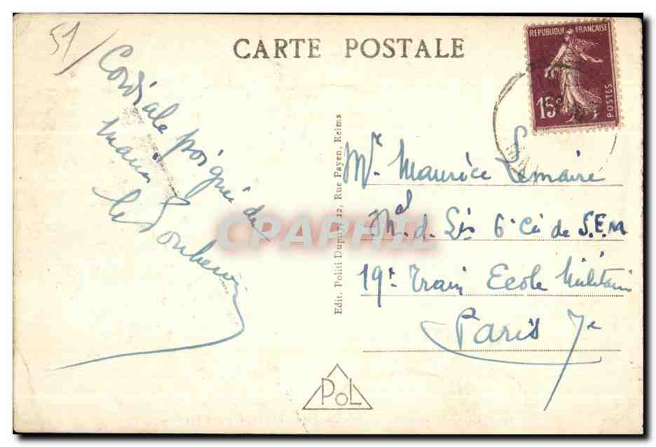 Reims Place d Erlon Fontaine Sube Entree de la Rue Buirette — Rückseite