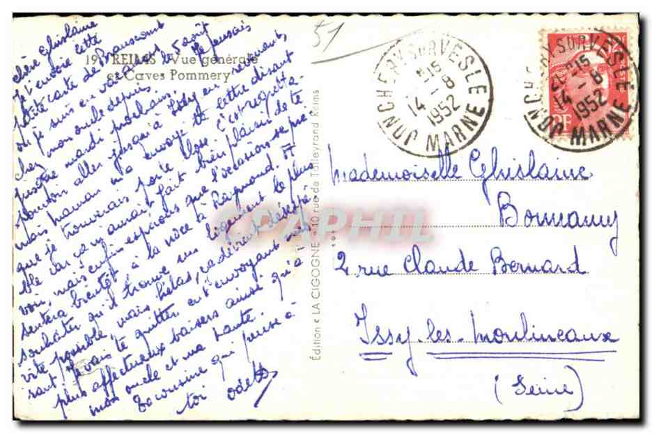 Reims Vue generale et Caves Pommery — Verso