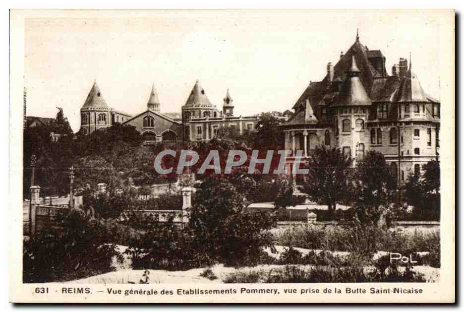 Reims — Vue générale des Etablissements Pommery, vue prise de la Butte Saint-Nicaise — Pol, n°631