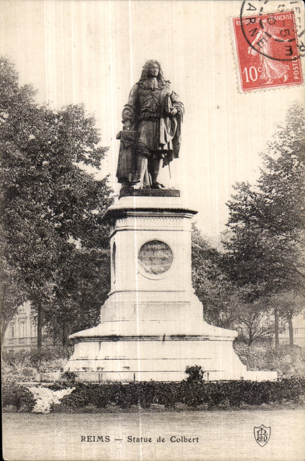 CPA Reims Statue de Colbert