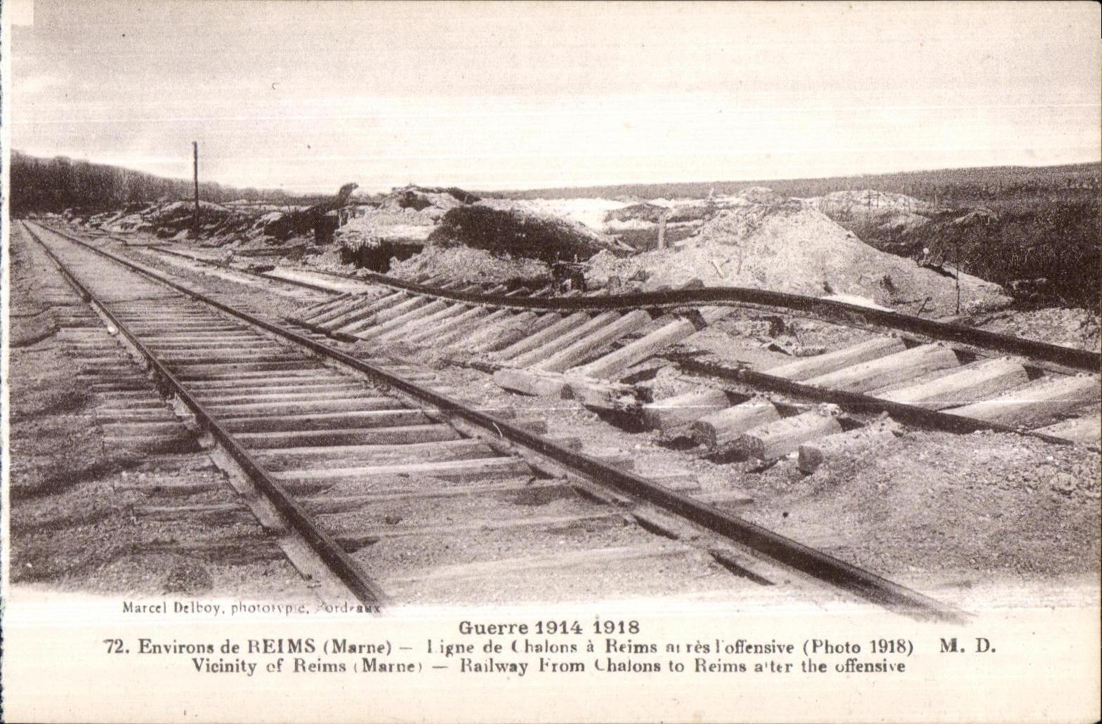 CPA Reims Environs de Ligne de Chalons a Reims Militaria Train 