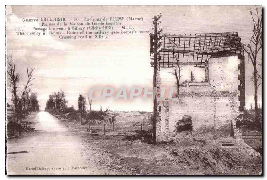 CPA Reims Environs de Ligne de Reims Ruines de la maison du garde barriere Militaria 