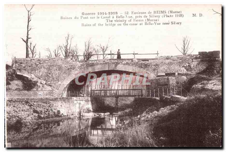 CPA Reims Environs du Pont sur le Canal a Belle pres de Sillery Militaria 