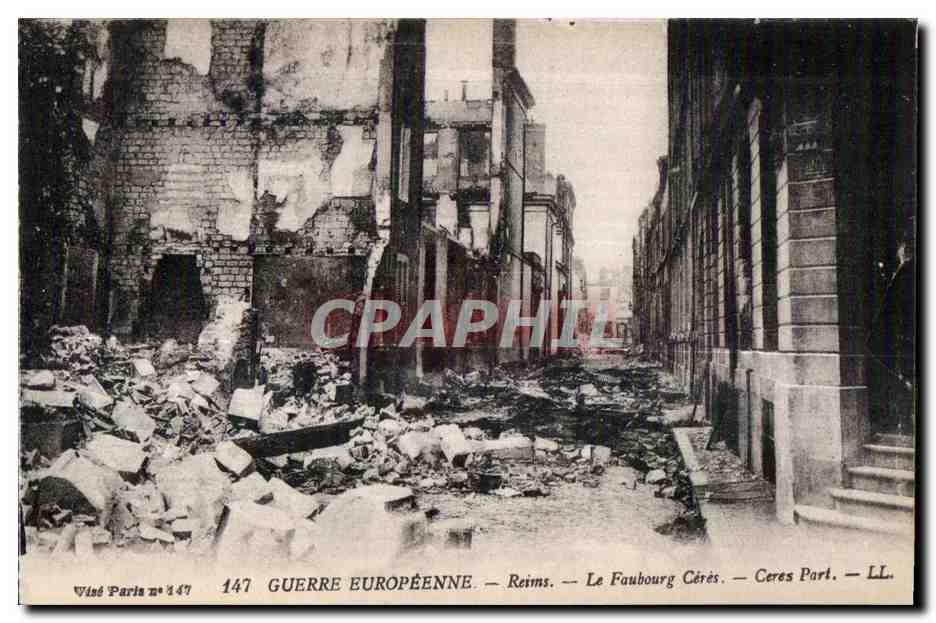 CPA Guerre europeenne Reims Le Faubourg Ceres Militaria