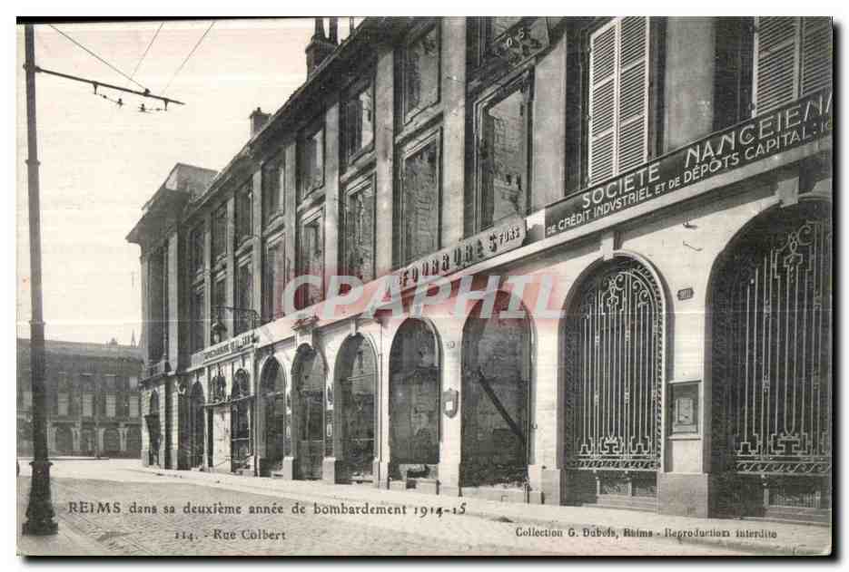 CPA Guerre Europeenne 1914 Le Crime de reims Rue colbert
