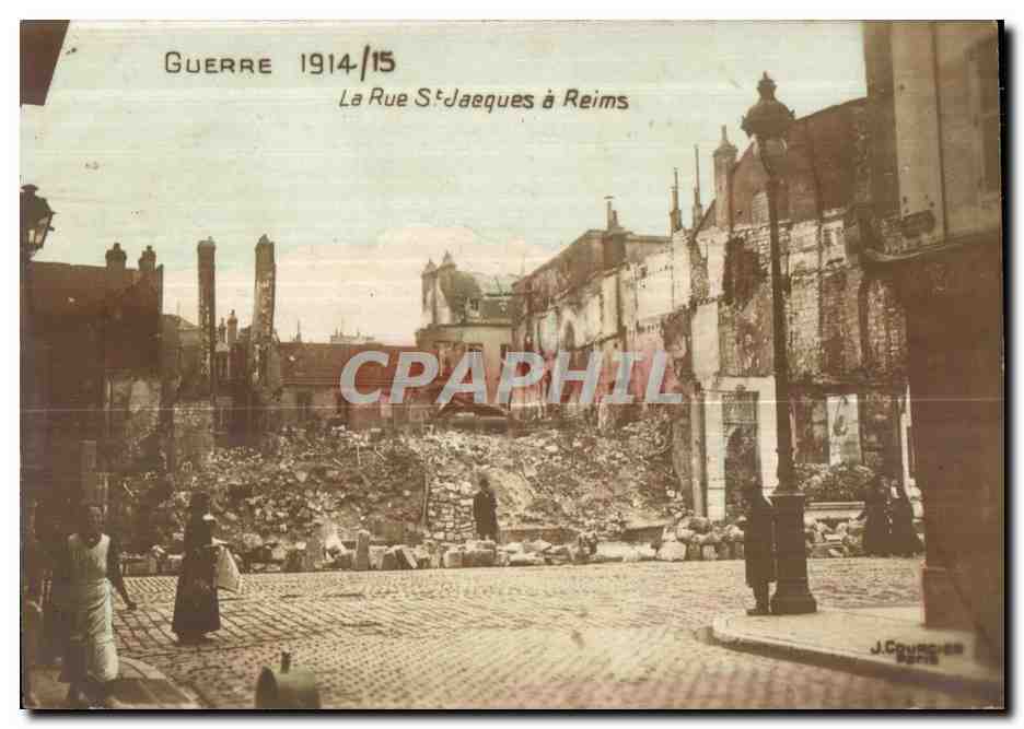 CPA Guerre La Rue St Jacques a Reims