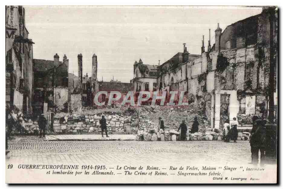 CPA Reims Guerre Europeenne Rue de Vesles