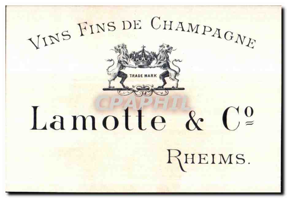 Carte de visite prix courants Vins Fins De Champagne Lamotte Rheims