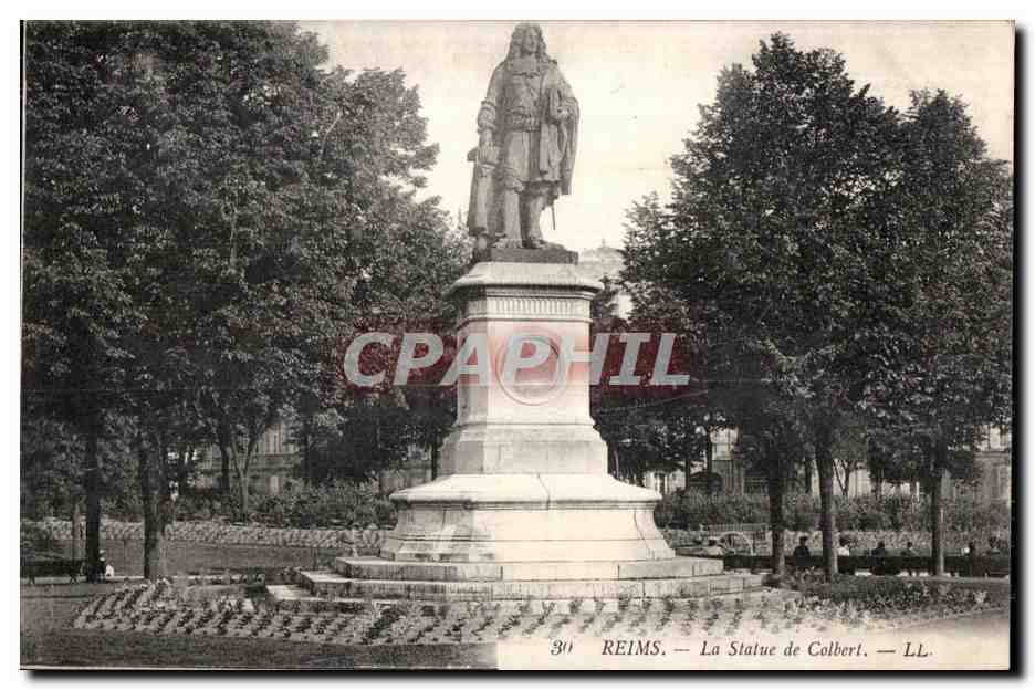 CPA Reims La statue de Colbert 
