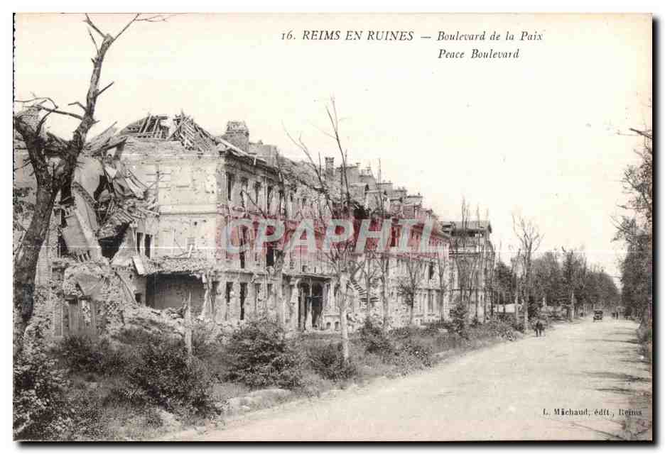 CPA Reims En Ruines Boulevard de la Paix