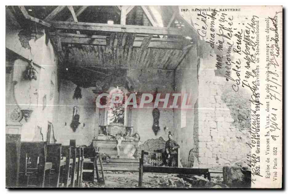 Église de Vissene à Vullé — démolition après la Grande Guerre — IMP. HANDONNIÈRE NANTERRE