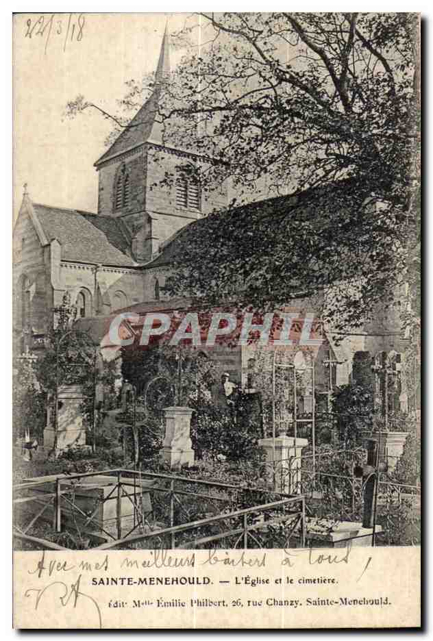 Sainte-Menehould — L'Église et le cimetière — édit. Mme Émilie Philibert, 26 rue Chanzy, Sainte-Menehould