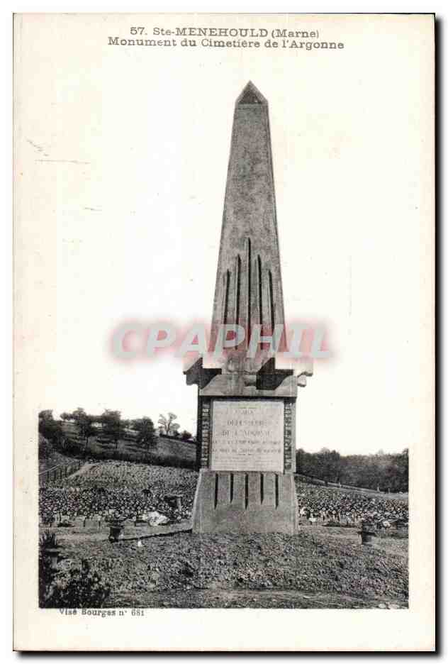 CPA Ste Menehould (Marne) Monument du Cimetiere de l Argonne