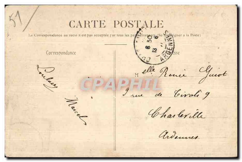 Mourmelon-le-Grand — Iglesia y Plaza de Armas — Librería — Reverso