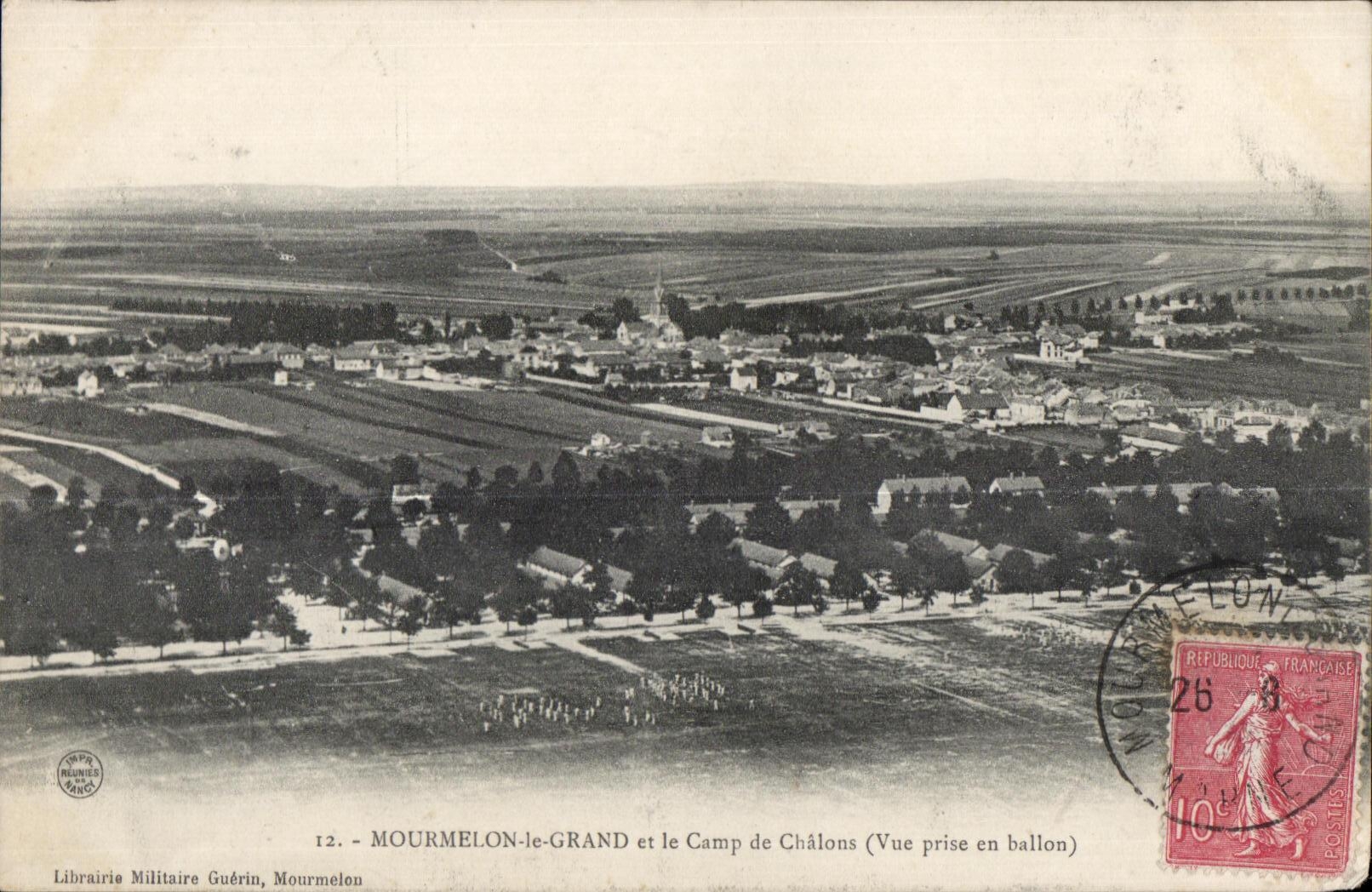 Mourmelon-le-Grand y el Campo de Châlons — Vista tomada en globo — Librairie Militaire Guérin, Mourmelon