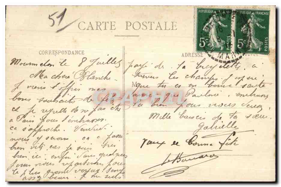 Mourmelon-le-Grand — Une pensée — Librairie Militaire Guérin, Mourmelon-le-Grand — Verso