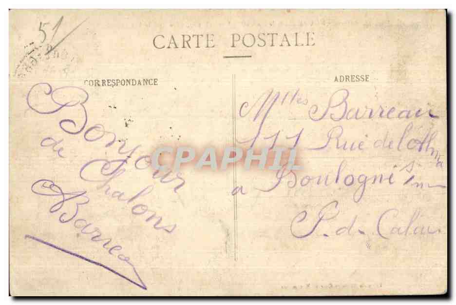 Mourmelon-le-Grand — Vue générale prise du Clocher — Librairie Militaire Guérin — Verso