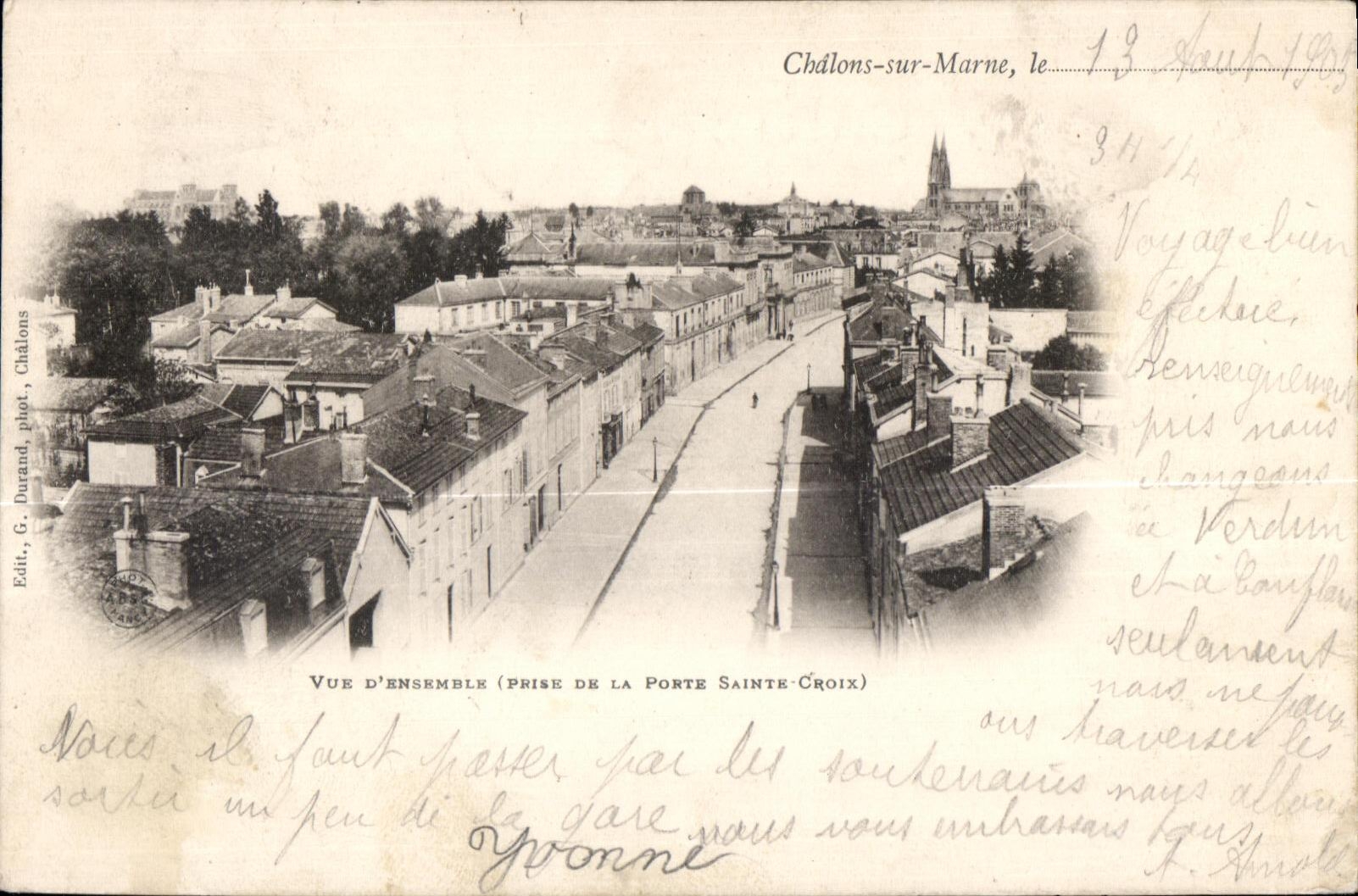 CPA Chalons Sur Marne Vue D Ensemble prise de la porte Sainte Croix 