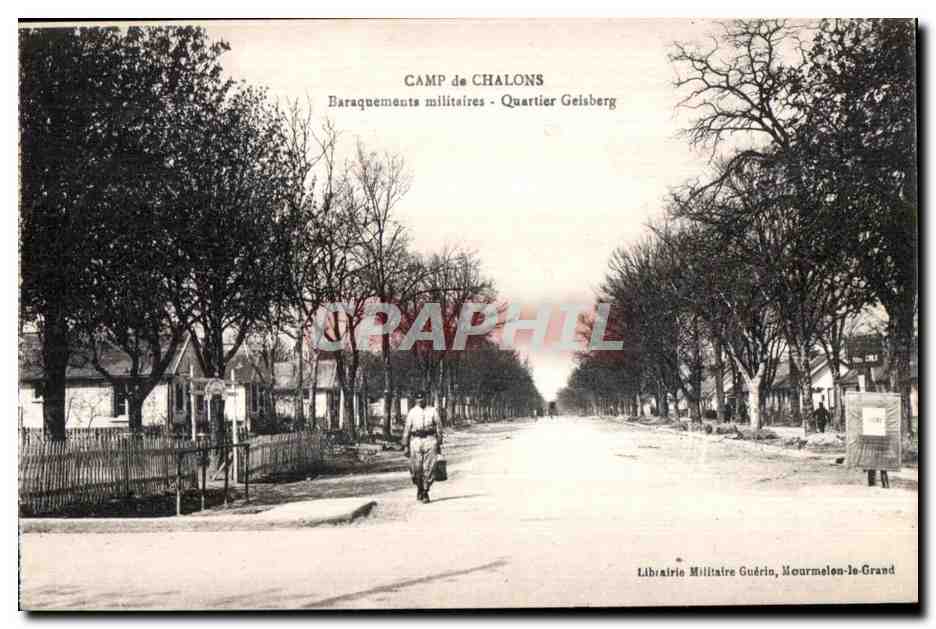 Camp de Chalons — Baraquements militaires - Quartier Gelsberg — Librairie Militaire Guérin, Mourmelon-le-Grand