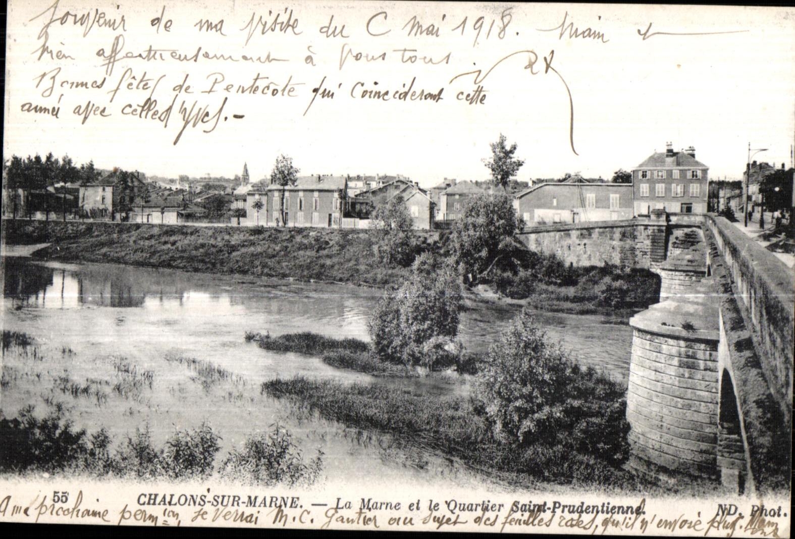 Chalons-sur-Marne — Die Marne und der Viertel Saint-Prudentienne — ND. Foto.