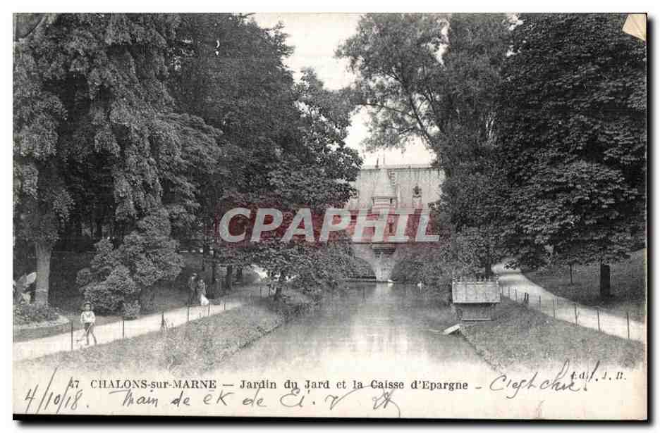 Chalons-sur-Marne — Jardin du Jard et la Caisse d'Epargne — éd. J. B.