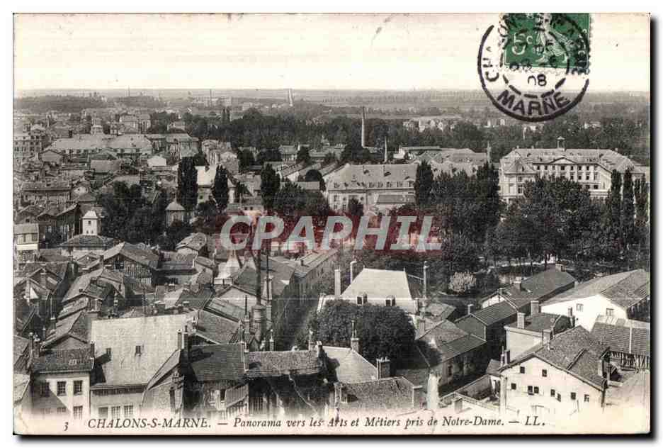 CPA Chalons Marne Panorama vers Les Arts et Metiers pris de Notre Dame