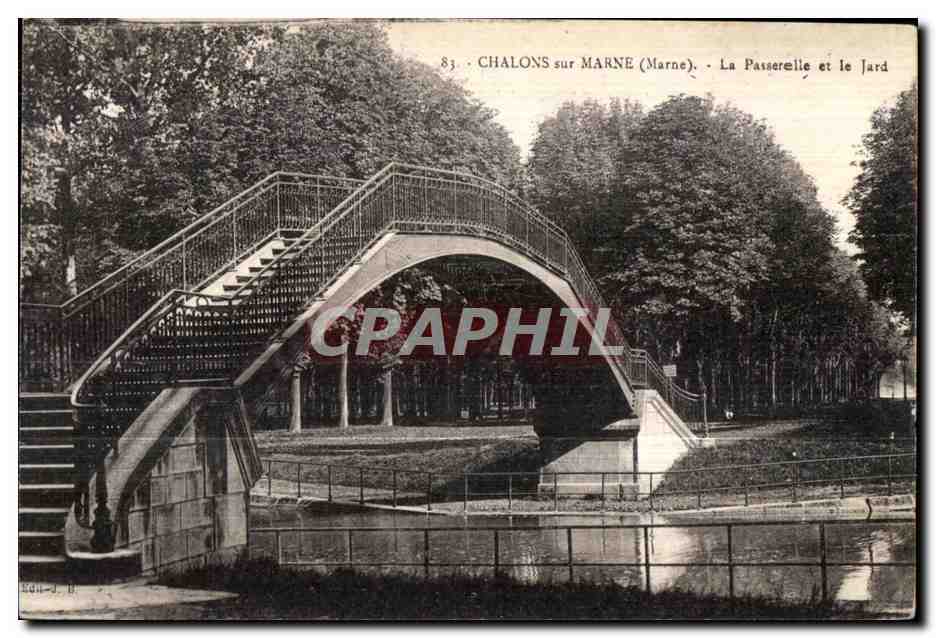 Chalons-sur-Marne — La Passerelle et le Jardin — Édit. J. B.