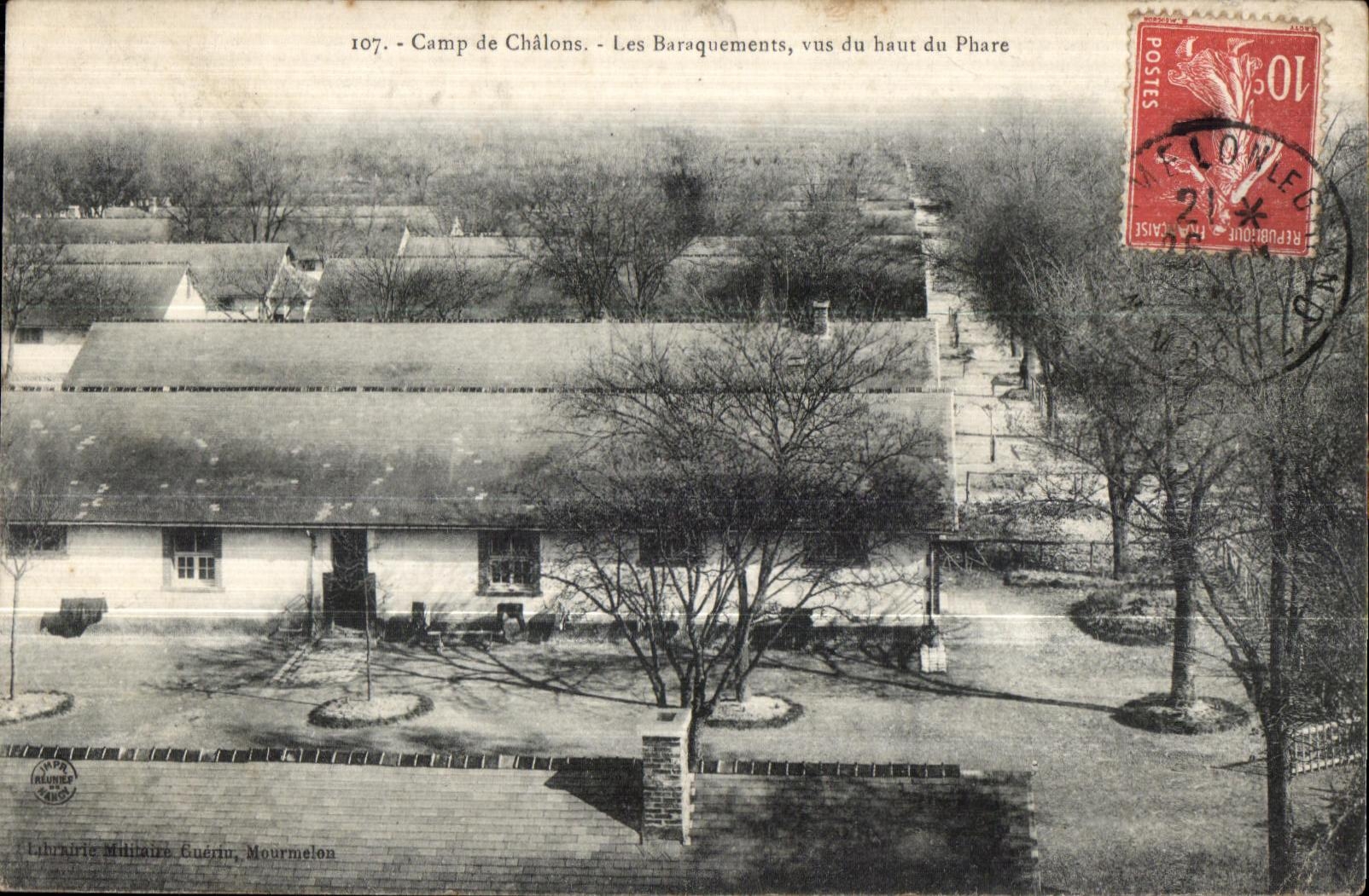 Camp de Châlons - Les Baraquements, vus du haut du Phare — Librairie Militaire Guédon, Mourmelon