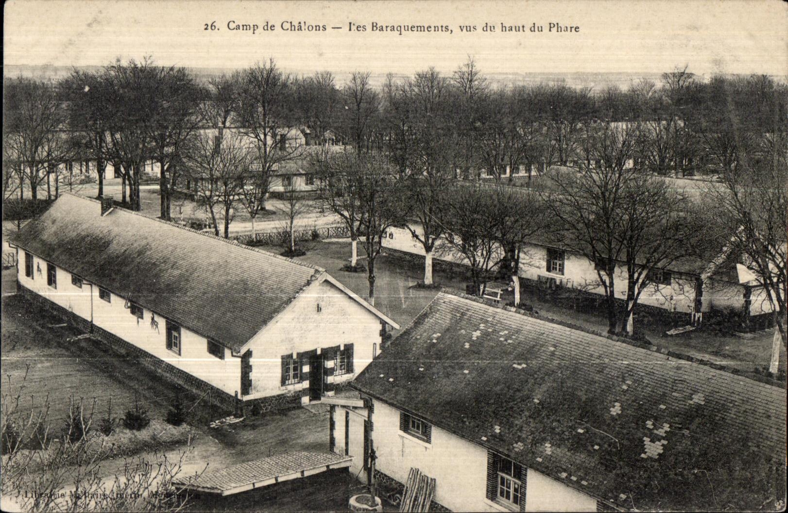 Camp de Châlons — Les Baraquements, vus du haut du Phare — Librairie M. Franc Art. 1900