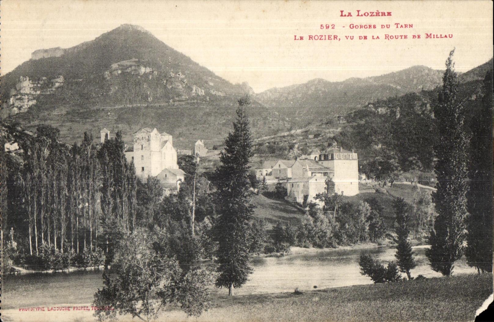 Le Rozier, von der Straße nach Millau gesehen — Tarnschlucht — Phototypie Lassuche, Toulouse