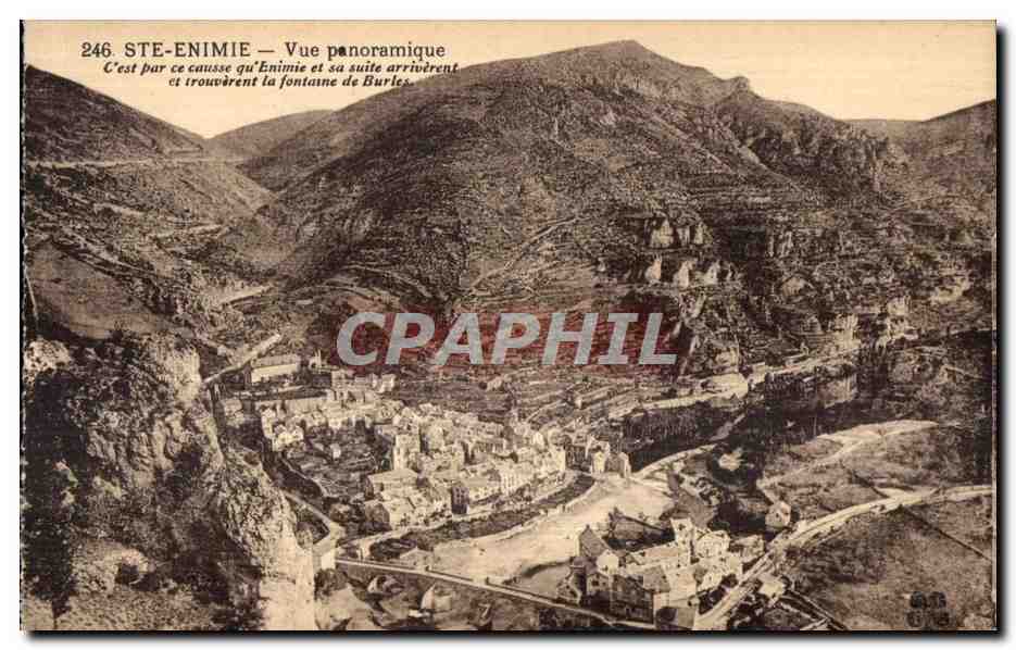 CPA Ste Enimie Vue Panoramique Cest par ce causse qu Enimie et sa suite ariverent