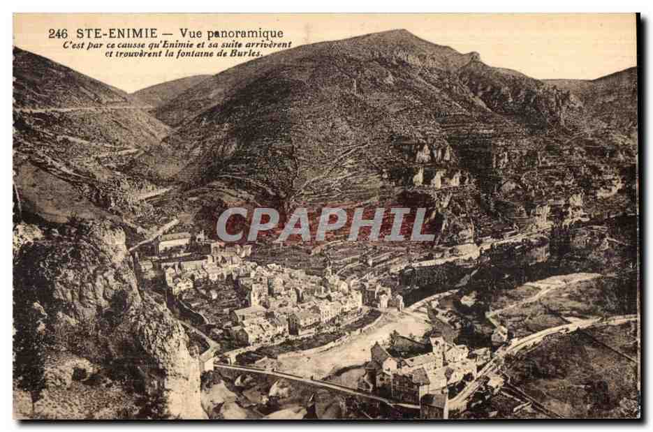CPA Ste Enimie Vue Panoramique Cest par ce causse qu Enimie et sa suite ariverent