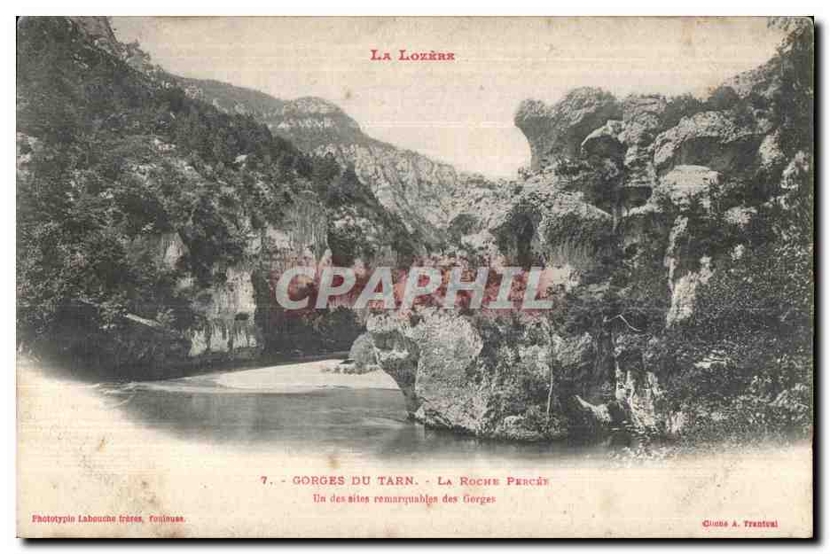 CPA Gorges du Tarn La Roche Percee La des sites remirquables des Gorges