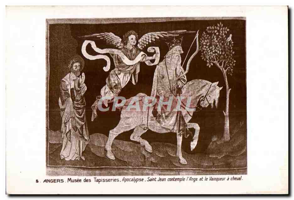 CPA Angers Musee des Tapisseries Apocalypse Saint Jean Contemple l Ange et le Vainquer a Cheval