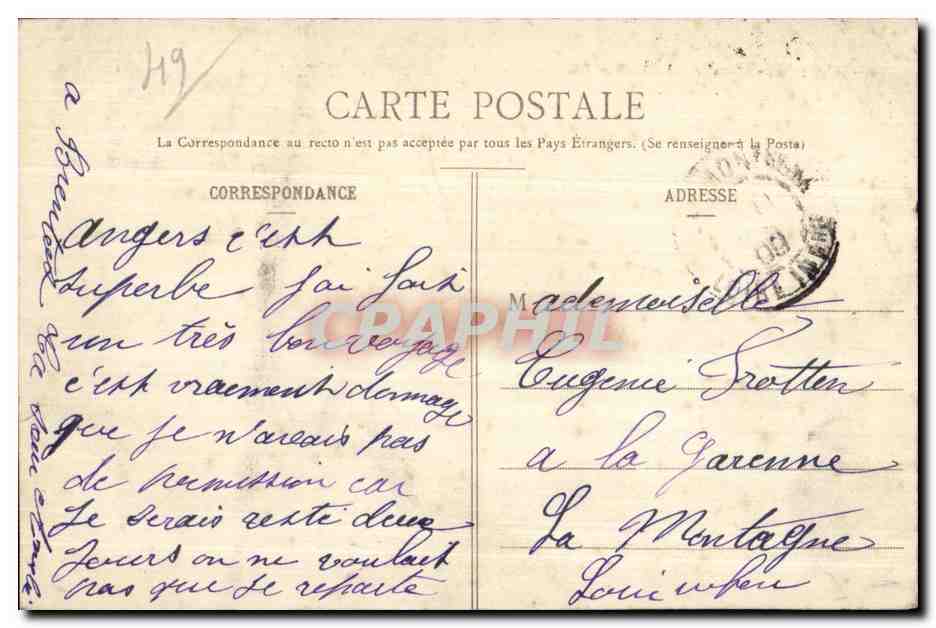 CPA Angers Place de l Acadimie et Vue generate Quartier St Laud LV phot — Rückseite