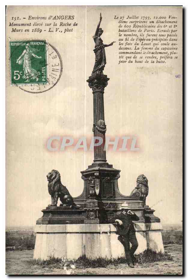 CPA Environs d Angers Monument eleve sur la Roche de Murs en 1889