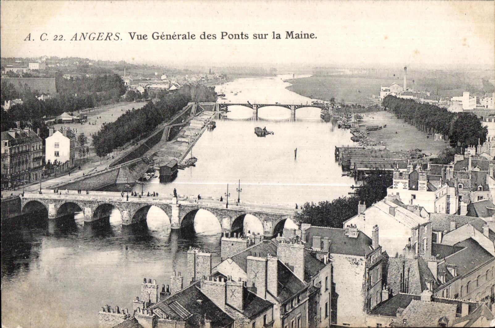 CPA Angers Vue Generale des Ponts sur la Maine