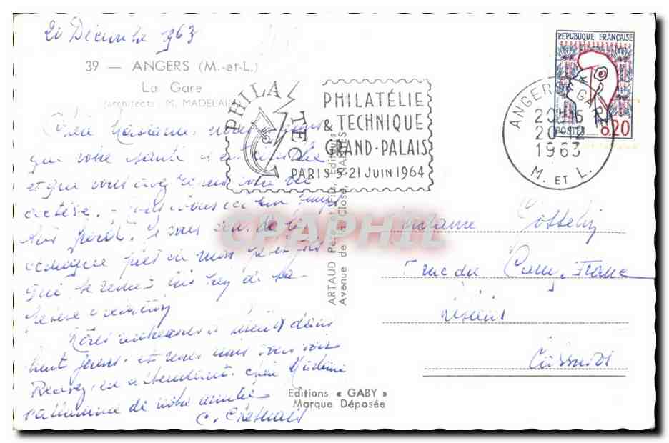 CPA Angers (M -et L ) la gare — Rückseite