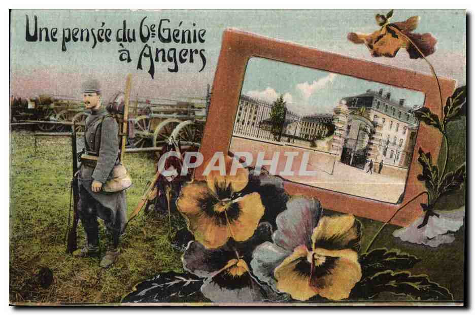 Une pensée du 6e Génie à Angers — éditeur non visible, n° de série non lisible