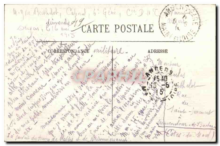 CPA Angers le pont du centre et la cathedrale — Rückseite