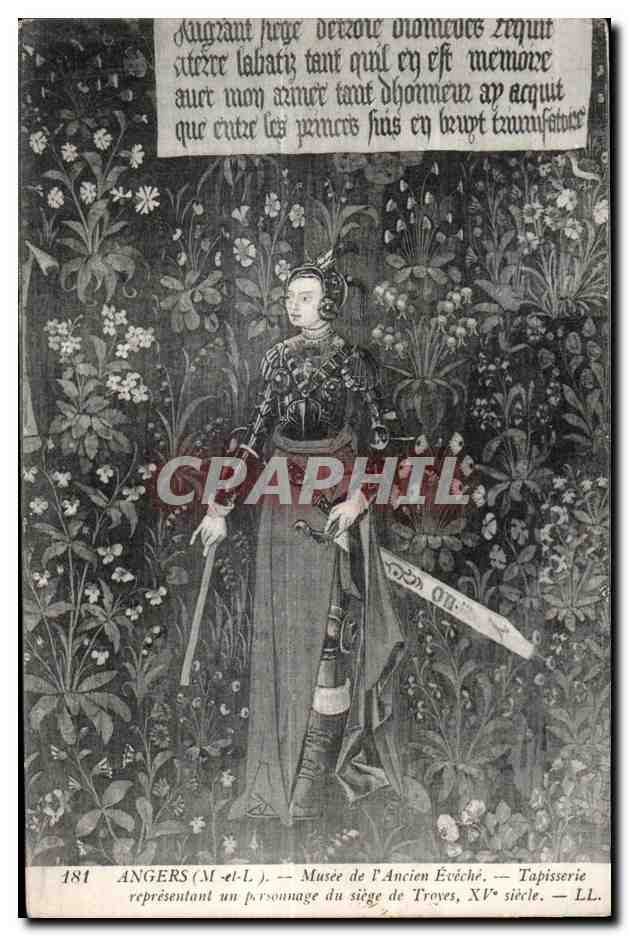 CPA Angers (M-et-L ) musee de I Ancien eveche tapisserie representant un personnage du siege de troyes XV siecle