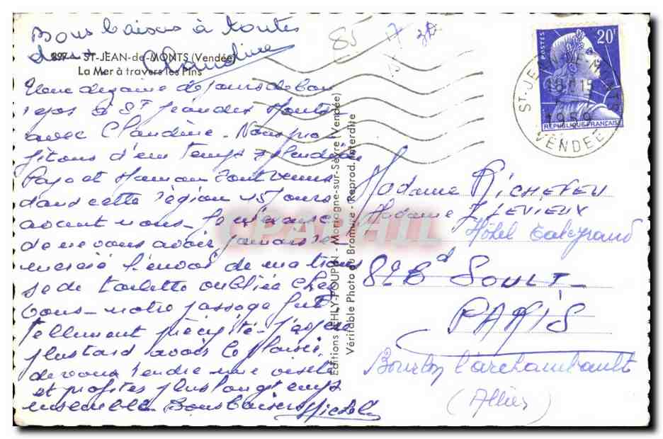 La Mer à travers les Pins — Saint-Jean-de-Monts (Vendée) — JELY — Rückseite