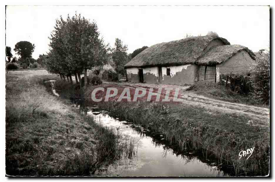 Maison à toit de chaume — vue champêtre — Éditions Gaby