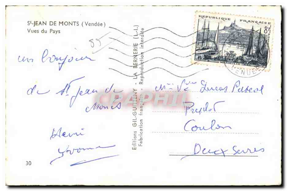 St-Jean de Monts — Plage, Les Pins, Moulin de Monts, Maraichins — Éditions Gil-Guheny — Reverso