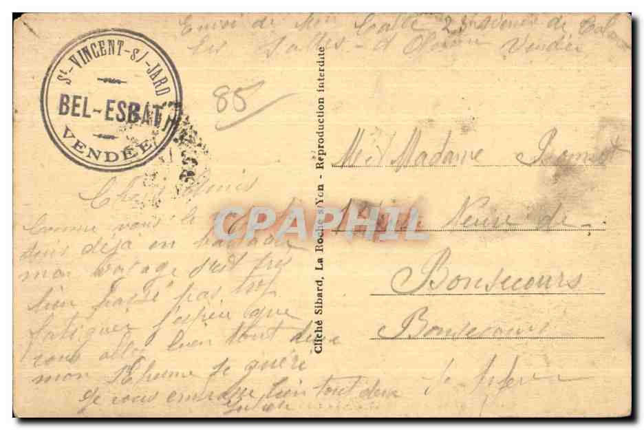 CPA St Vincent sur Jard (Vendee) La Table de Travail de M G Clemenceau — Rückseite